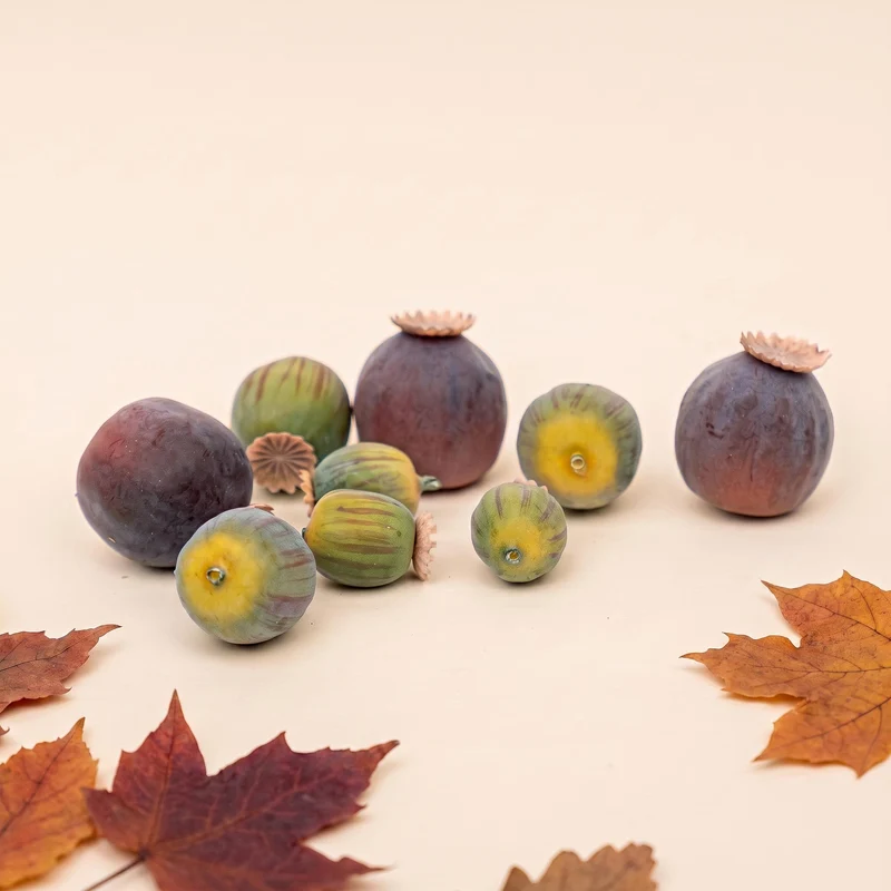 Poppy - 9pcs - 3-Sizes - Foam - Green, purple, brown