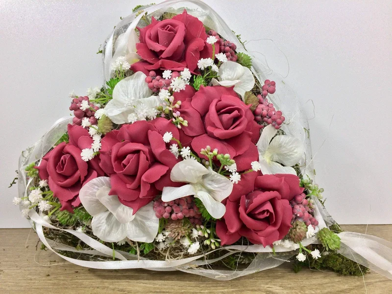 Grabherz Rose Seidenblumen – langlebiger Grabschmuck