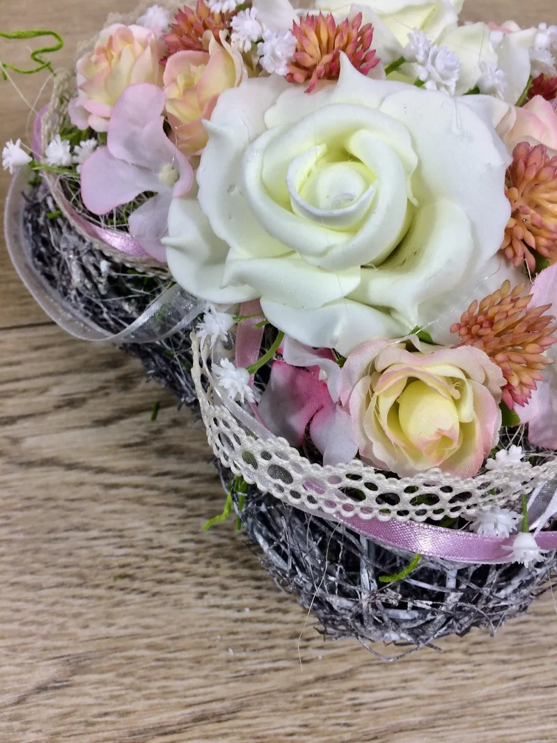 Grabherz Hortensie – Grabschmuck Seidenblumen langlebig