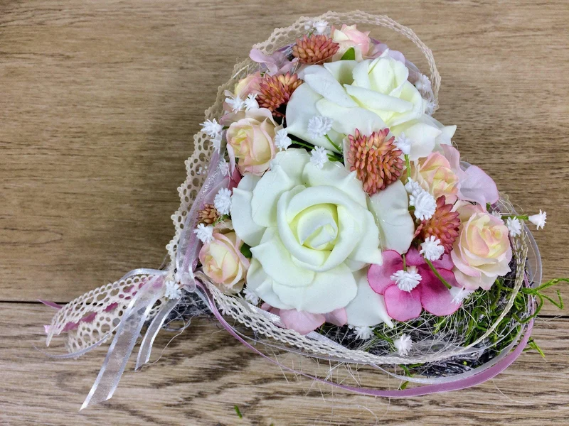Grabherz Hortensie – Grabschmuck Seidenblumen langlebig