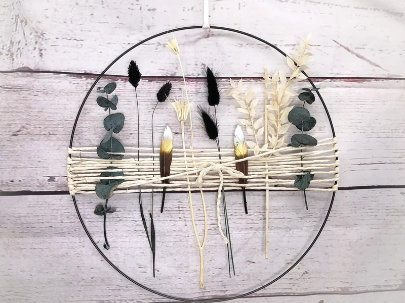 Eukalyptus Trockenblumen Girlande – Fensterdeko handgefertigt – handge