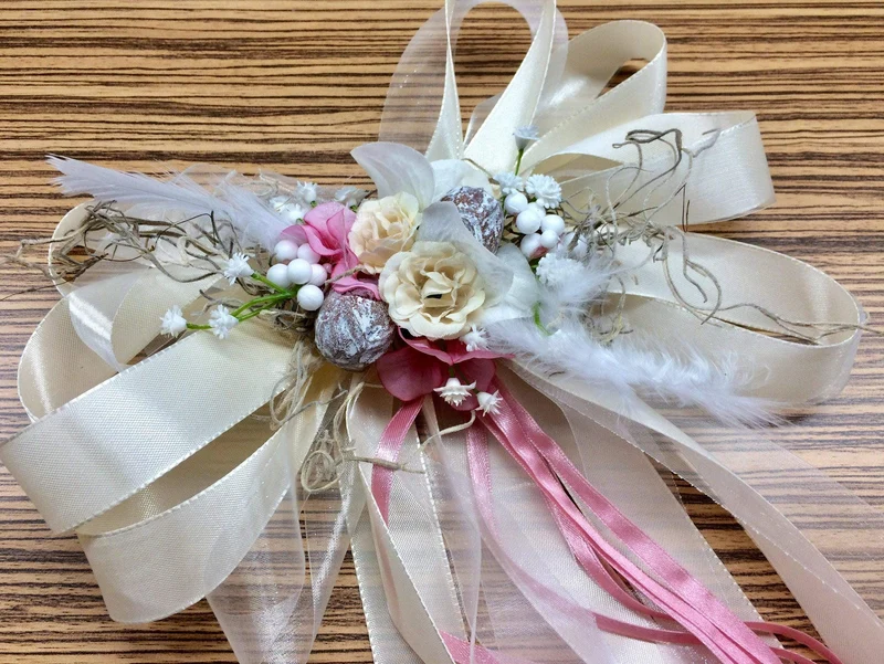 Autoschleifen Hochzeit Seidenblumen Set – Brautauto handgefertigt