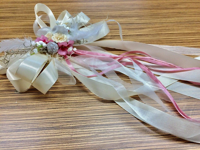 Autoschleifen Hochzeit Seidenblumen Set – Brautauto handgefertigt