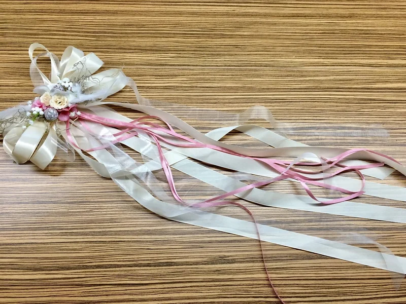 Autoschleifen Hochzeit Seidenblumen Set – Brautauto handgefertigt