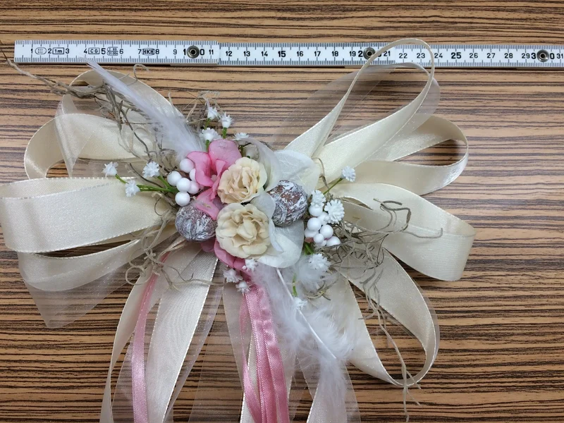 Autoschleifen Hochzeit Seidenblumen Set – Brautauto handgefertigt