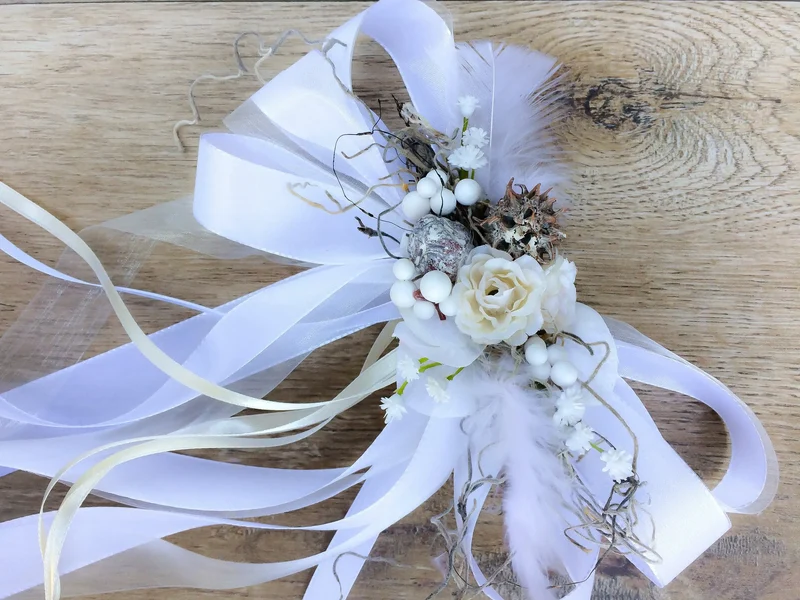 Autoschleifen Hochzeit Seidenblumen Set – Brautauto handgefertigt