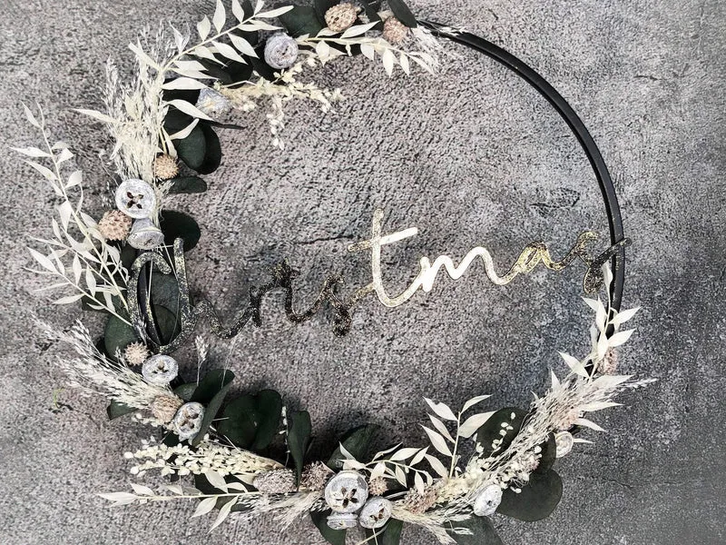 Fensterschmuck Eukalyptus Trockenblumen – Fensterring Weihnachten