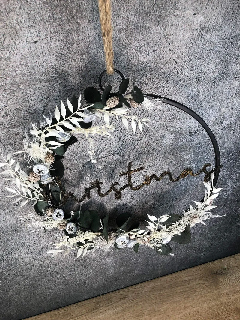 Fensterschmuck Eukalyptus Trockenblumen – Fensterring Weihnachten