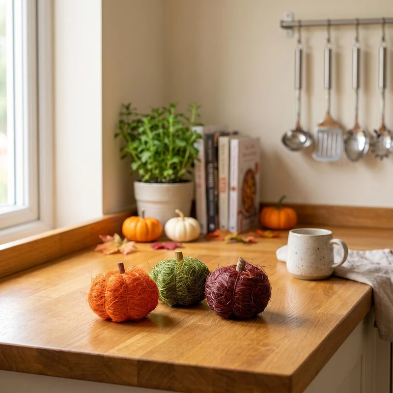 Pumpkin set - 3pcs - Natural material - Green, Orange, Red