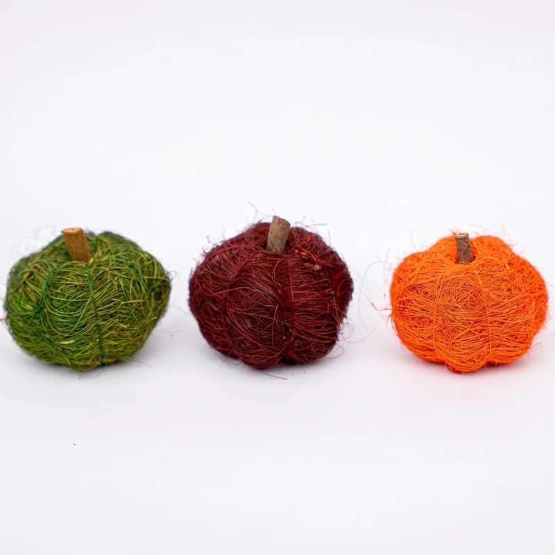 Pumpkin set - 3pcs - Natural material - Green, Orange, Red