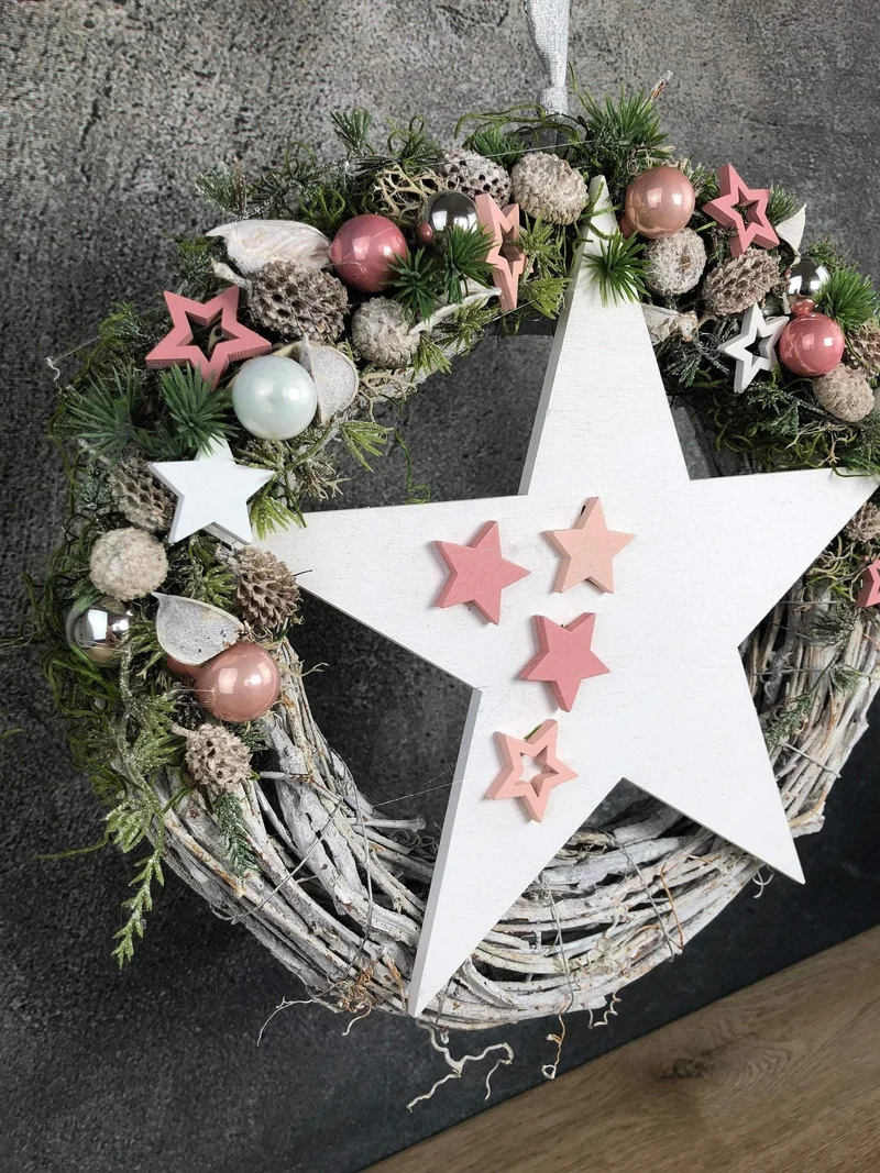 Türkranz Weihnachten stilvoll – Tanne handgefertigt Wunschfarbe