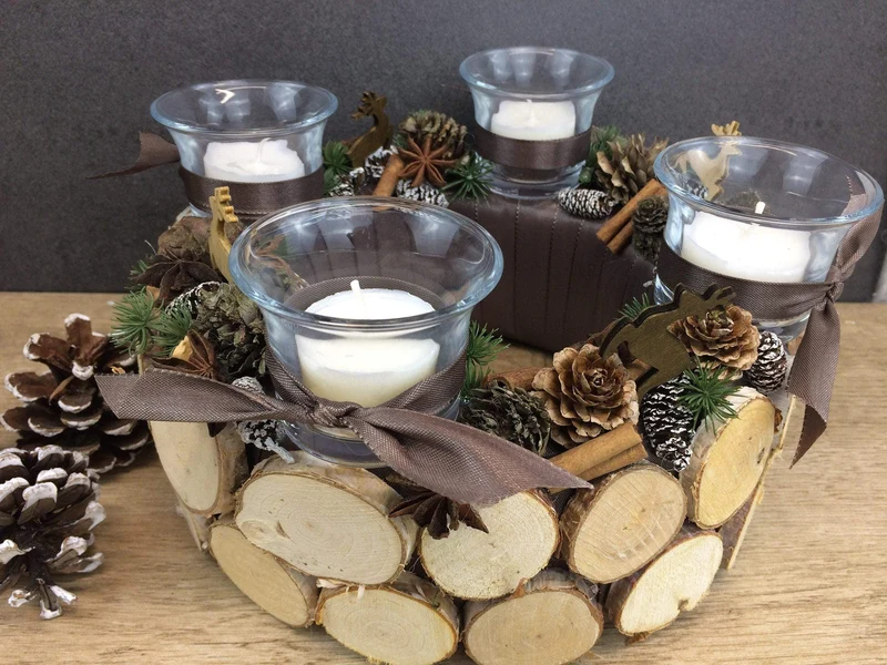 Adventskranz Hirsch rund – stilvoll Naturmaterialien mit Tanne