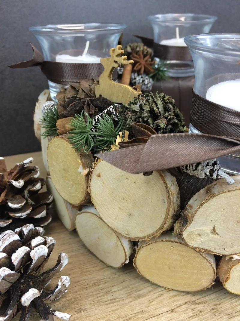Adventskranz Hirsch rund – stilvoll Naturmaterialien mit Tanne