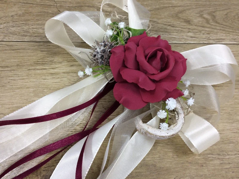 Autoschleifen 2er Set Hochzeit – Seidenblumen Brautauto Deko