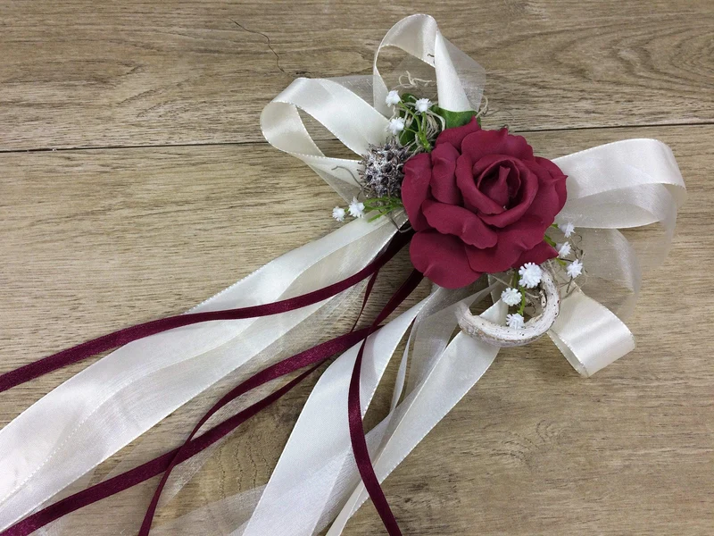 Autoschleifen 2er Set Hochzeit – Seidenblumen Brautauto Deko