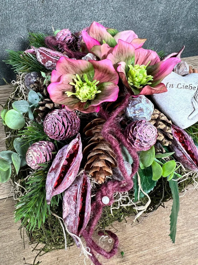 Grabherz Christrose Seidenblumen – langlebiger Grabschmuck