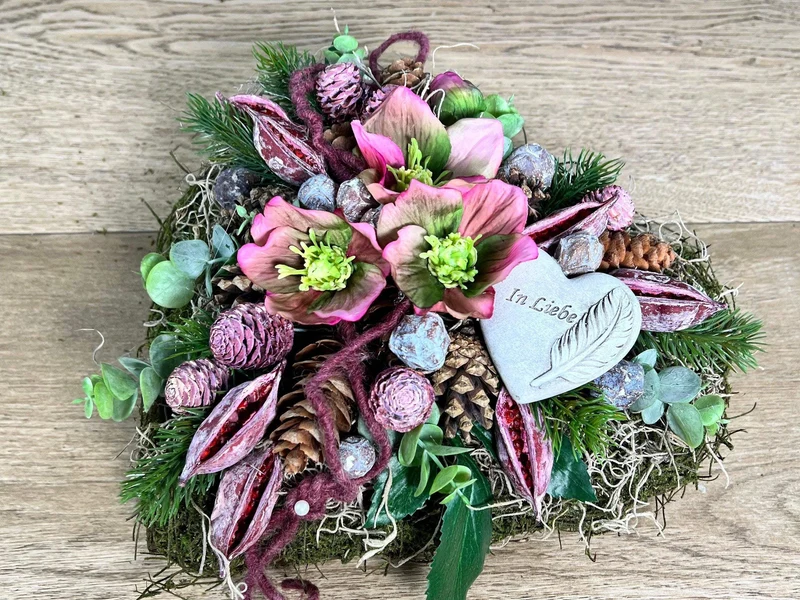 Grabherz Christrose Seidenblumen – langlebiger Grabschmuck