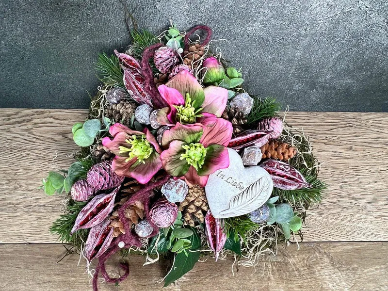Grabherz Christrose Seidenblumen – langlebiger Grabschmuck