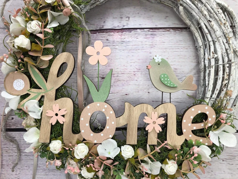 Türkranz Frühling Kirschblüten & Vögel – moderner Türkranz Seidenblumen ganzjährig
