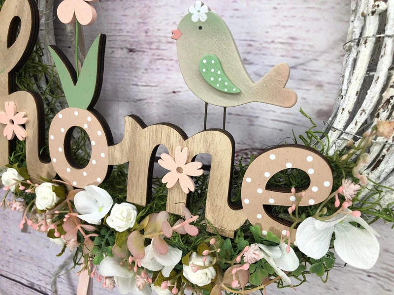 Türkranz Frühling Kirschblüten & Vögel – moderner Türkranz Seidenblumen ganzjährig