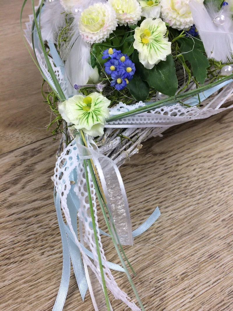 Seidenblumen Grabherz Rose – Grabdekoration handgefertigt