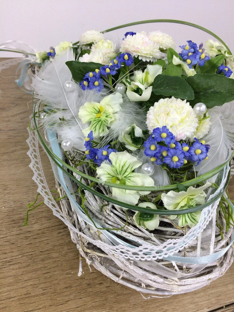 Seidenblumen Grabherz Rose – Grabdekoration handgefertigt