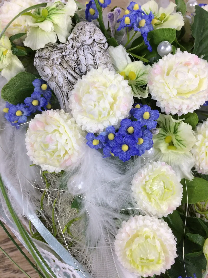 Seidenblumen Grabherz Rose – Grabdekoration handgefertigt
