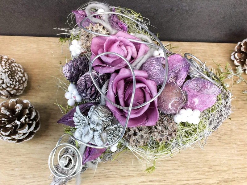 Grabherz Rose – Grabschmuck Seidenblumen langlebig