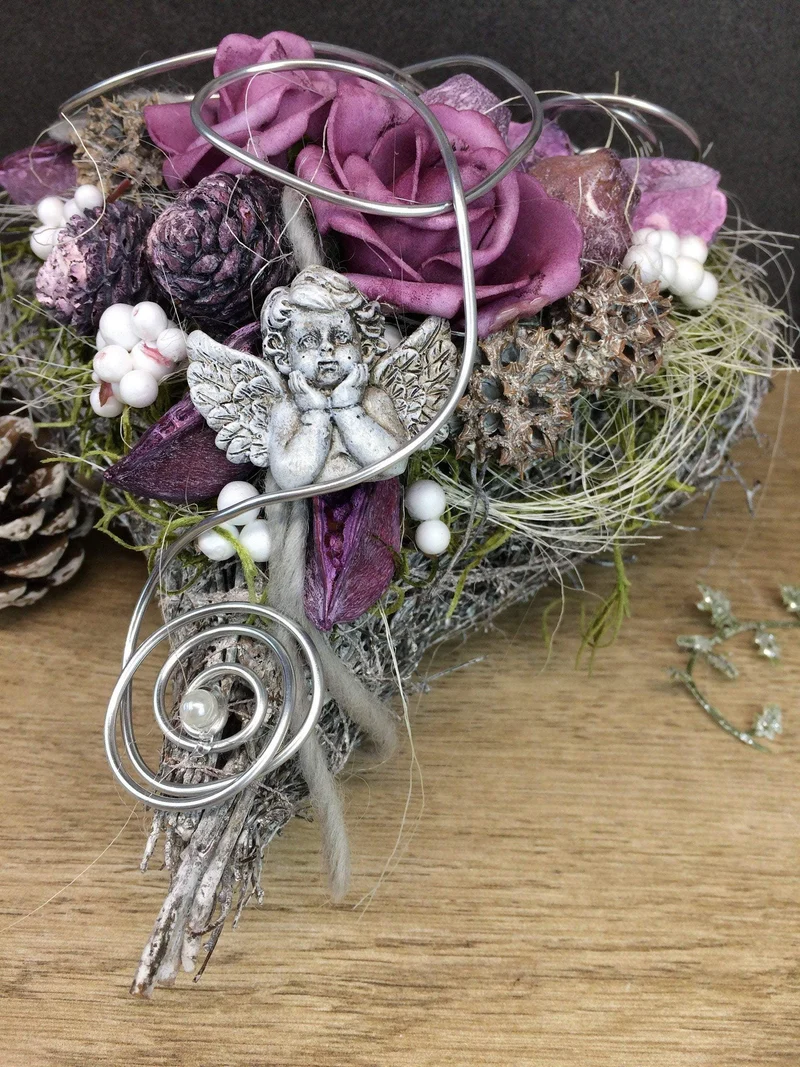 Grabherz Rose – Grabschmuck Seidenblumen langlebig