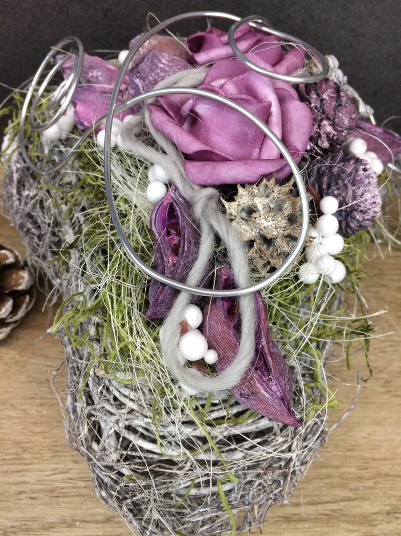 Grabherz Rose – Grabschmuck Seidenblumen langlebig