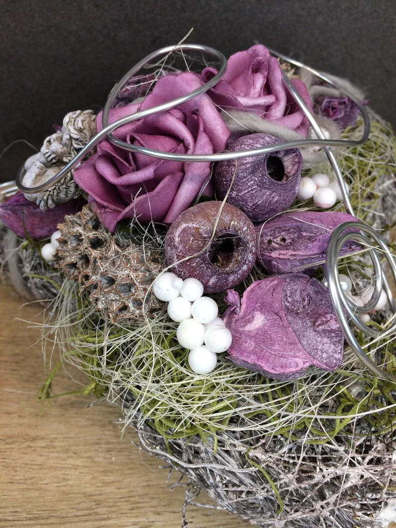 Grabherz Rose – Grabschmuck Seidenblumen langlebig