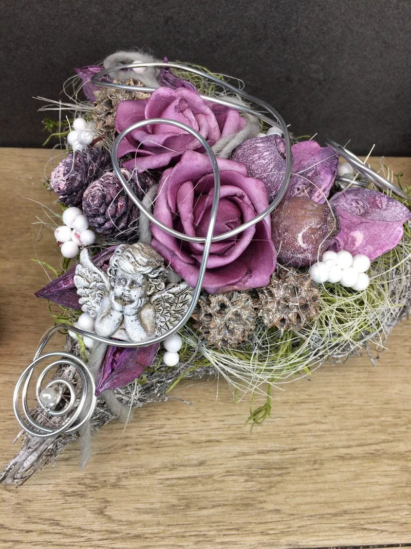Grabherz Rose – Grabschmuck Seidenblumen langlebig