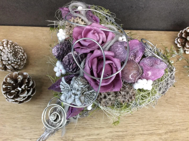 Grabherz Rose – Grabschmuck Seidenblumen langlebig