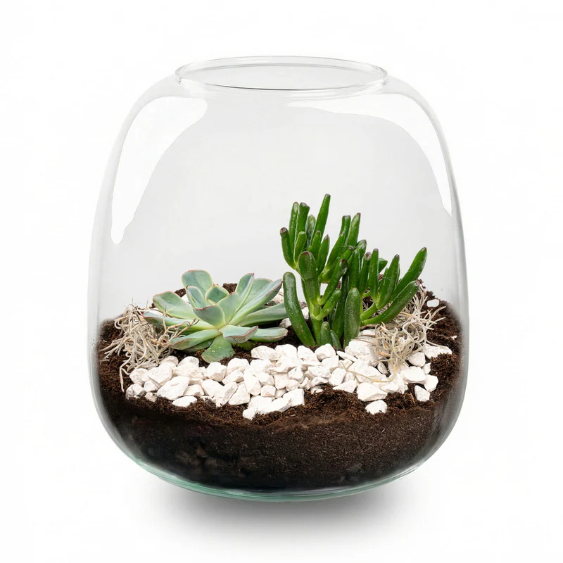 Emma Mini Succulent - Open terrarium - Bottle garden DIY kit - Ø 19 cm ↑ 20 cm