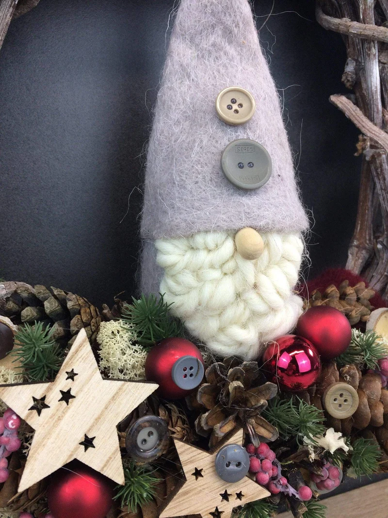 Türkranz Weihnachten Wichtel Weidenkranz 40cm – Tanne Wunschfarbe
