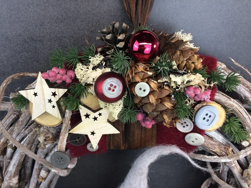 Türkranz Weihnachten Wichtel Weidenkranz 40cm – Tanne Wunschfarbe