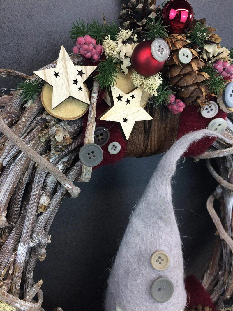 Türkranz Weihnachten Wichtel Weidenkranz 40cm – Tanne Wunschfarbe