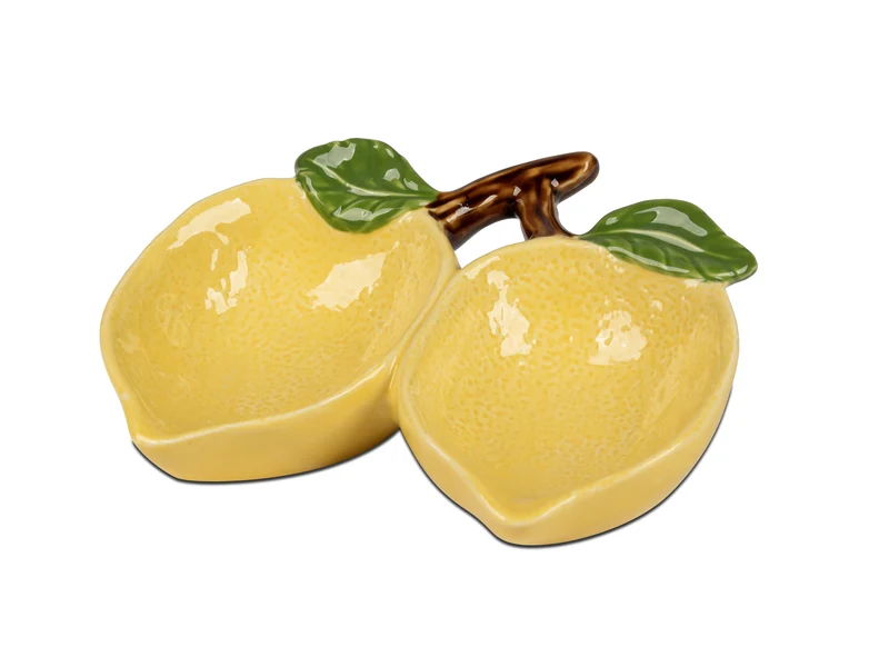 Dekoschale Limone Zitrone unterteilt L: 19,3cm gelb aus Porzellan