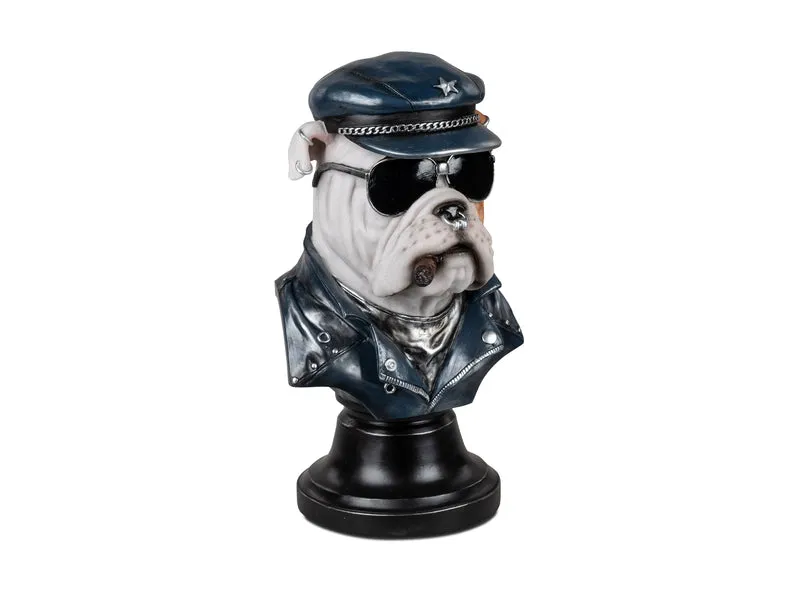 formano Figur Büste Bulldogge mit Sonnenbrille H 33cm – Kunststein Handbemalt
