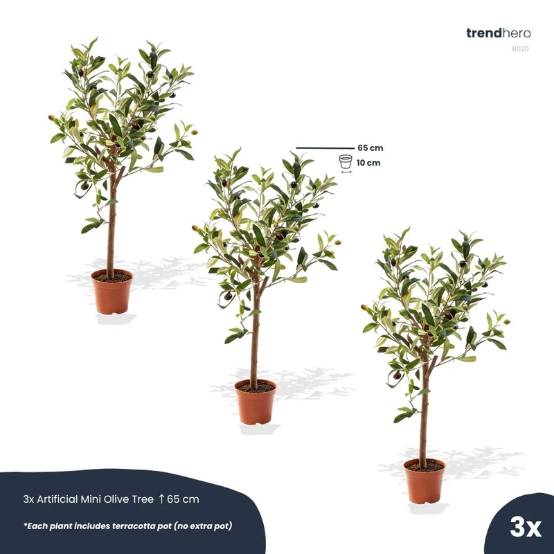 Mini Olive tree set - 3 pcs - Artificial Plants - Bundle set
