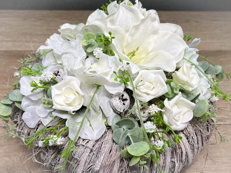 Amaryllis Grabgesteck Seidenblumen – handgefertigter Grabschmuck