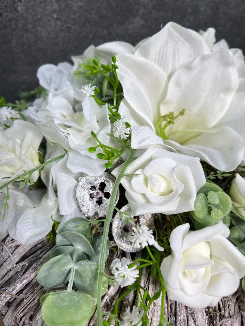Amaryllis Grabgesteck Seidenblumen – handgefertigter Grabschmuck