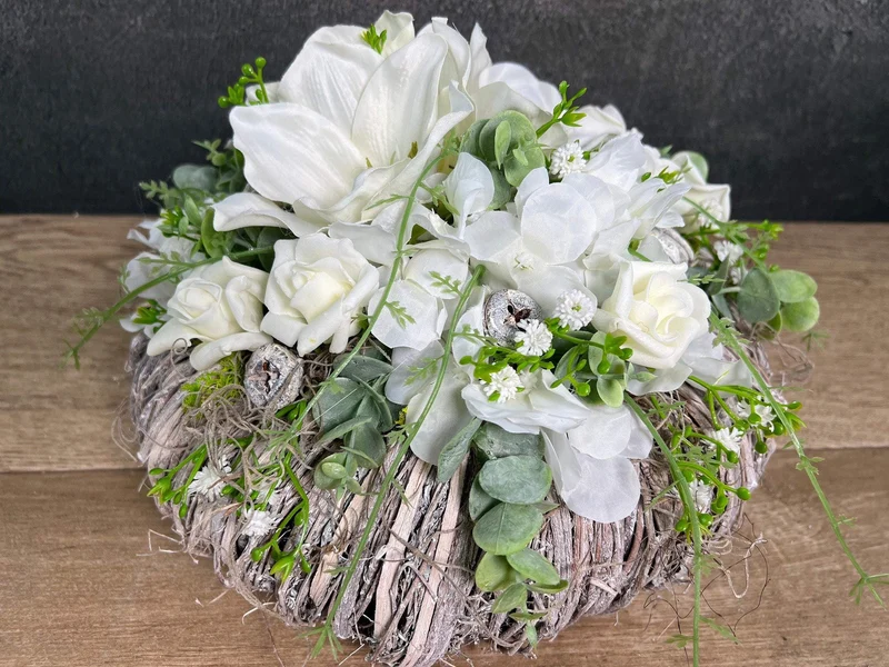 Amaryllis Grabgesteck Seidenblumen – handgefertigter Grabschmuck
