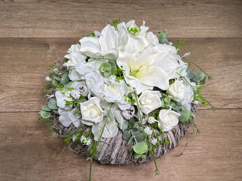 Amaryllis Grabgesteck Seidenblumen – handgefertigter Grabschmuck