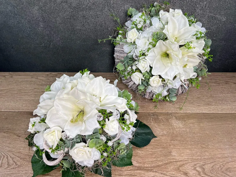 Amaryllis Grabgesteck Seidenblumen – handgefertigter Grabschmuck