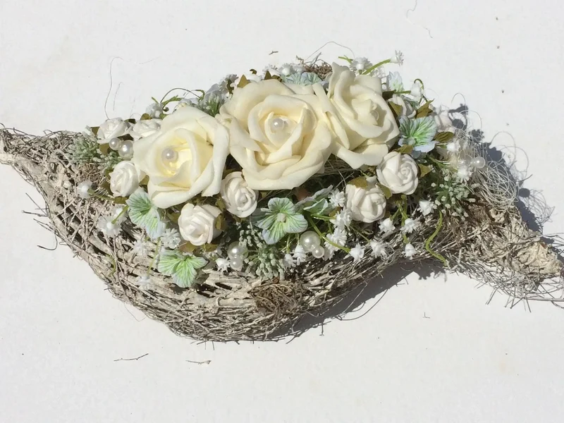 Seidenblumen Grabgesteck Rose – Grabschmuck Wunschfarbe
