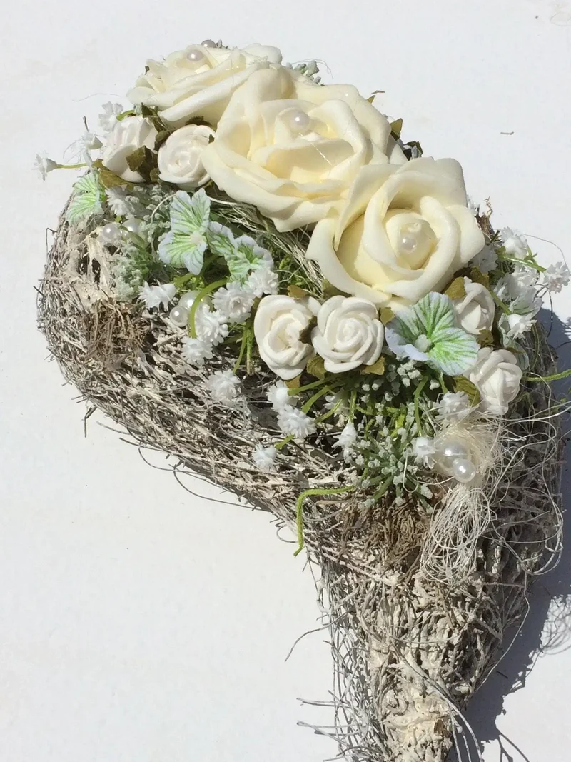 Seidenblumen Grabgesteck Rose – Grabschmuck Wunschfarbe