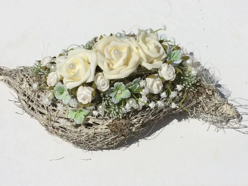 Seidenblumen Grabgesteck Rose – Grabschmuck Wunschfarbe
