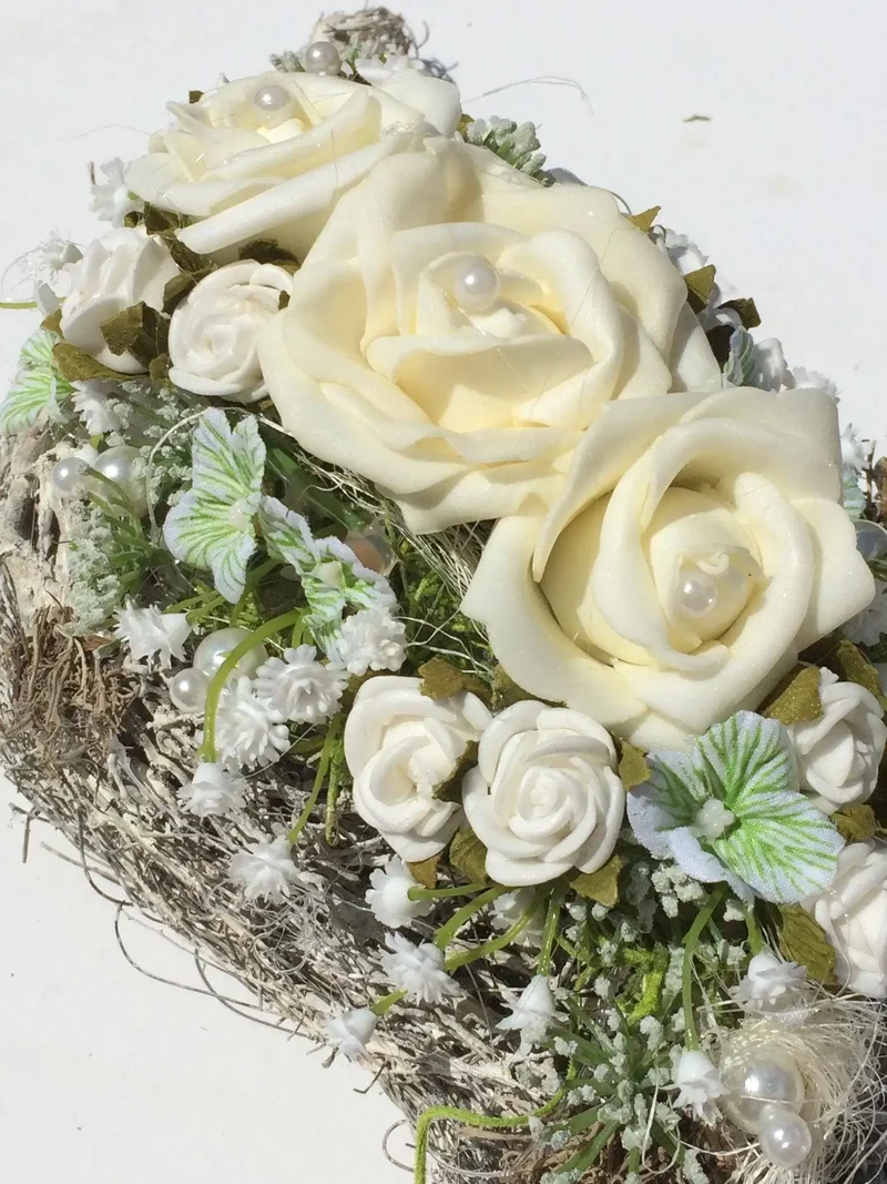 Seidenblumen Grabgesteck Rose – Grabschmuck Wunschfarbe