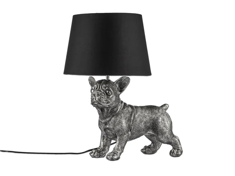 Tischlampe Bulldogge Hund stehend antik silber 47cm